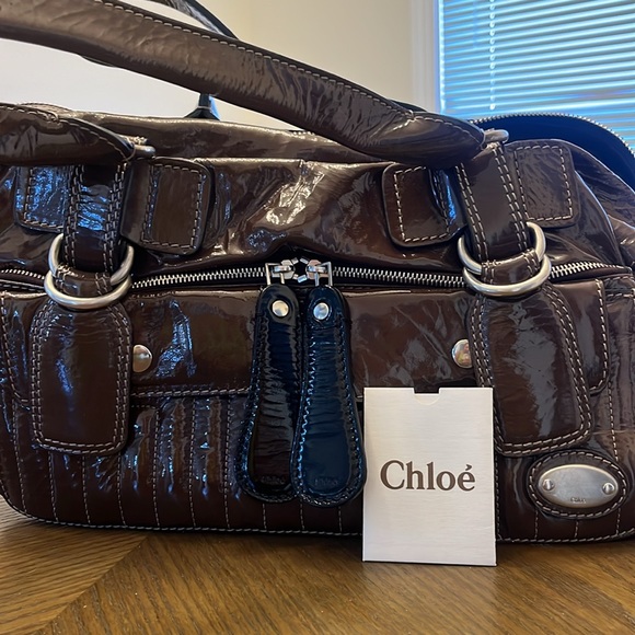 Authentic Chloe Patent Leather Bag in Glossy Olive-Brown - Picture 4 of 7